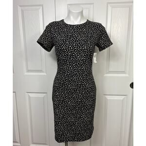 Old Navy Form Fitting Leopard Print Black & White Dress Size S Short Sleeve NWT